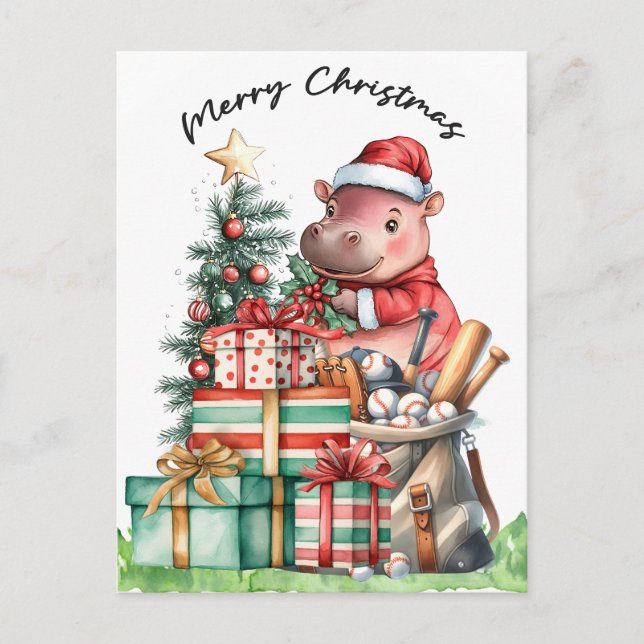 Cartes Pour Fêtes Annuelles Thème de Noël du baseball (Devant)