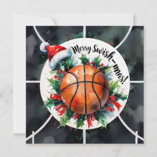 Cartes Pour Fêtes Annuelles Thème de Noël du basket-ball