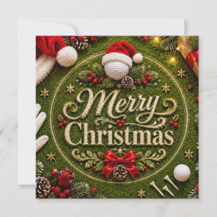 Cartes Pour Fêtes Annuelles Thème de vacances de Noël de golf sur gazon vert