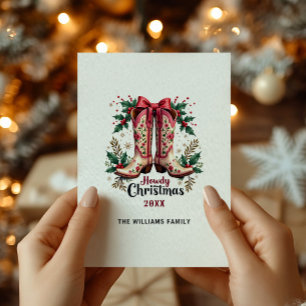 Cartes Pour Fêtes Annuelles Thème Occidental Comment Noël Cowgirl Boots
