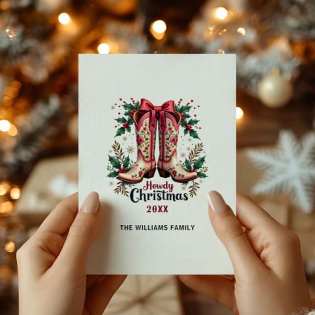 Cartes Pour Fêtes Annuelles Thème Occidental Comment Noël Cowgirl Boots (Créateur téléchargé)