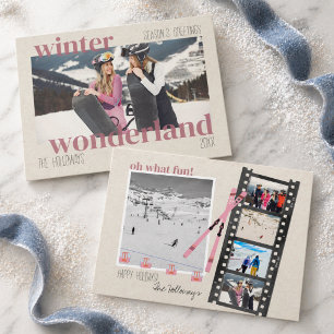 Cartes Pour Fêtes Annuelles Thème Ski hiver Wonderland Photo de Noël