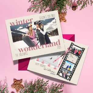 Cartes Pour Fêtes Annuelles Thème Ski hiver Wonderland Photo de Noël