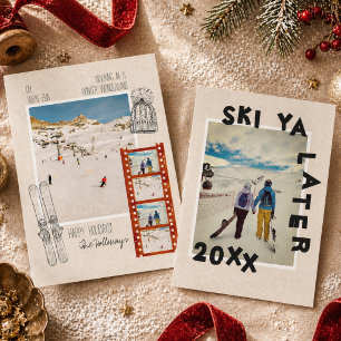 Cartes Pour Fêtes Annuelles Thème Ski Unique Photo de Noël d'hiver