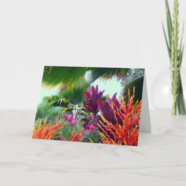 Cartes Pour Fêtes Annuelles Thème tropical hawaïen de Noël (Devant)