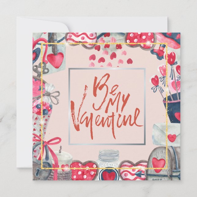 Cartes Pour Fêtes Annuelles Thèmes de cœur de la Saint-Valentin et amour  (Devant)
