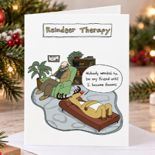 Cartes Pour Fêtes Annuelles Thérapie de rennes de Noël Dessin animé humorist
