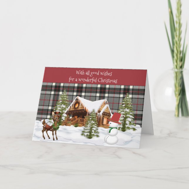Cartes Pour Fêtes Annuelles Thompson Grey Modern Scottish Tartan Christmas (Devant)