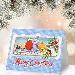 Cartes Pour Fêtes Annuelles Three Christmas Songbirds On Holly Branch<br><div class="desc">A lovely Christmas card featuring three songbirds on a holly branch all ready for the holiday season. You can change the inside message.</div>