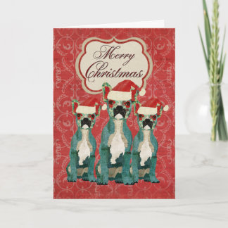 Cartes Pour Fêtes Annuelles Three French Bulldogs Christmas Card