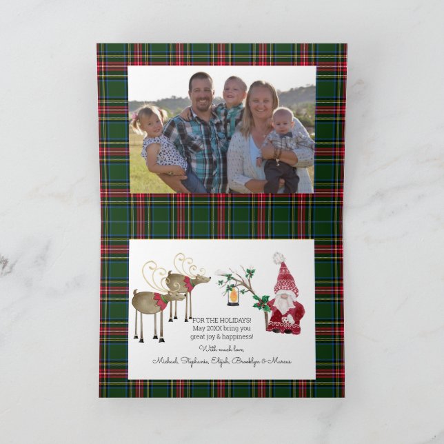 Cartes Pour Fêtes Annuelles Three Gnomes Reindeer Christmas Family Photo (Intérieur)