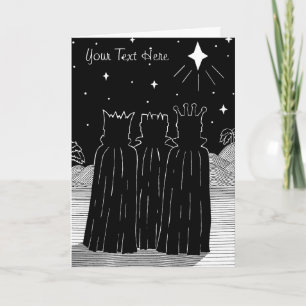 Cartes Pour Fêtes Annuelles Three kings and Christmas star black and white