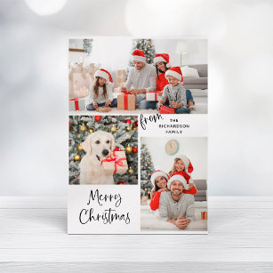 Cartes Pour Fêtes Annuelles Three Photos and Modern Typography Merry Christmas