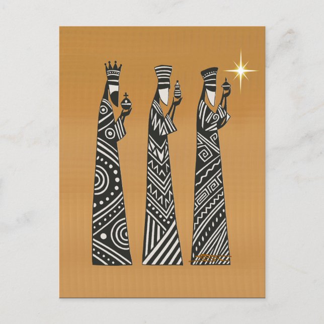 Cartes Pour Fêtes Annuelles Three Wise Men Black & White Christmas Nativity (Devant)