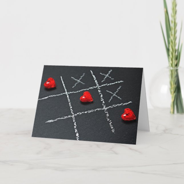 Cartes Pour Fêtes Annuelles Tic Tac Toe Cœurs Mignon Saint-Valentin  (Devant)