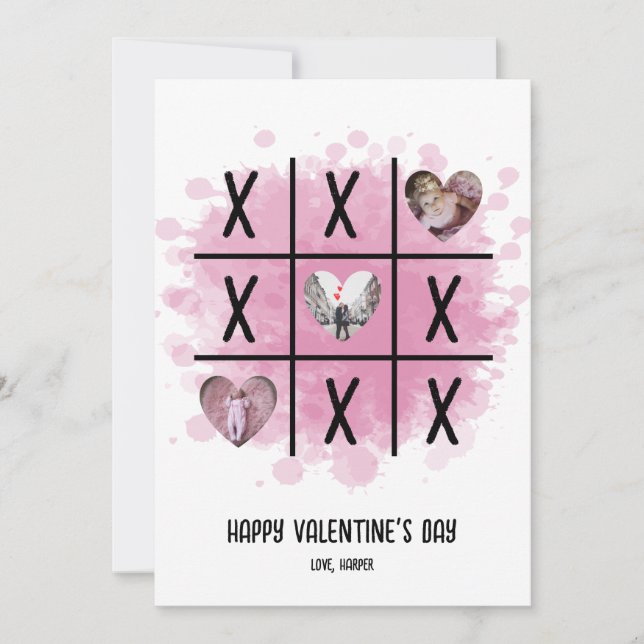 Cartes Pour Fêtes Annuelles Tic Tac Toe Saint-Valentin Photo (Devant)