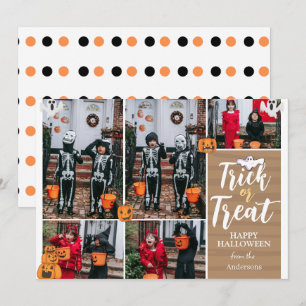 Cartes Pour Fêtes Annuelles Tick Ou Treat Boo Halloween Famille Photo Collage