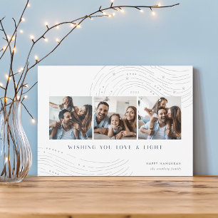 Cartes Pour Fêtes Annuelles Tidings étoilés 3 Photo Collage Hanoukka Card