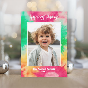 Cartes Pour Fêtes Annuelles Tie Dye Noël - Photo avec impression colorée