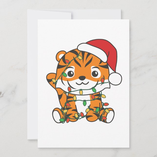 Cartes Pour Fêtes Annuelles Tiger Noël Animaux d'hiver Tigers de vacances (Devant)
