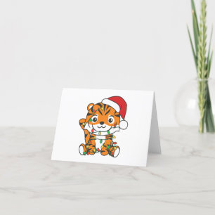 Cartes Pour Fêtes Annuelles Tiger Noël Animaux d'hiver Tigers de vacances