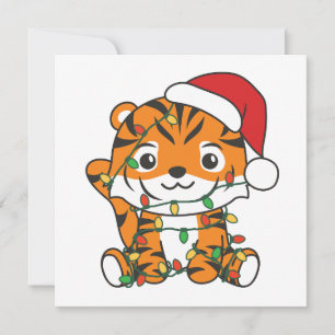 Cartes Pour Fêtes Annuelles Tiger Noël Animaux d'hiver Tigers de vacances