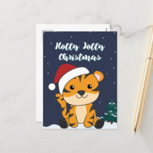 Cartes Pour Fêtes Annuelles Tiger Noël Neige hiver Animaux Tiger Vacances