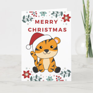 Cartes Pour Fêtes Annuelles Tiger Noël Neige hiver Animaux Tiger Vacances