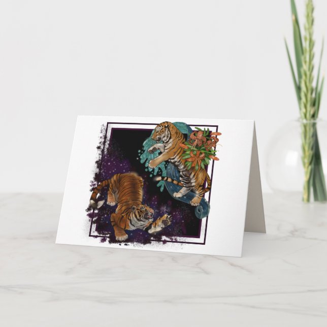 Cartes Pour Fêtes Annuelles Tigers du destin dans les étoiles (Devant)