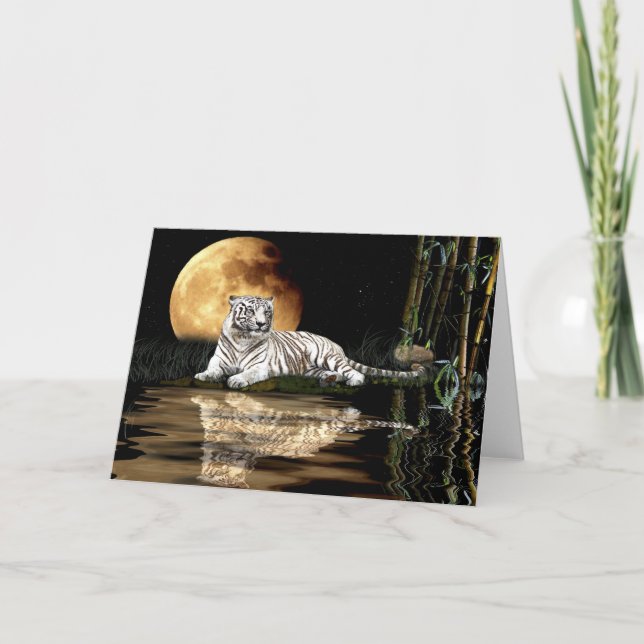 Cartes Pour Fêtes Annuelles TIGRE BLANC Espèces en péril (Devant)