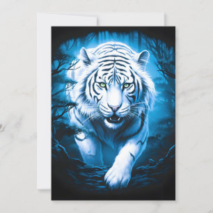 Cartes Pour Fêtes Annuelles Tigre blanc sauvage Mystique de la forêt