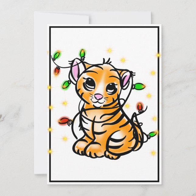 Cartes Pour Fêtes Annuelles Tigre chaton de Noël mignon (Devant)