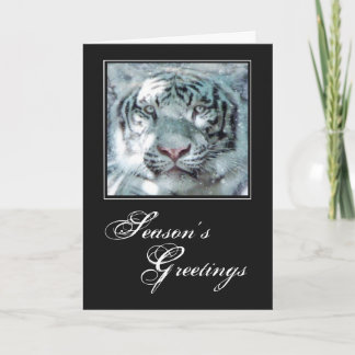 Cartes Pour Fêtes Annuelles Tigre de blanc de neige de Noël