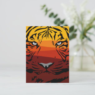 Cartes Pour Fêtes Annuelles Tigre motif animal design plat texture colorée
