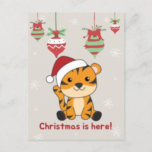 Cartes Pour Fêtes Annuelles Tigre Noël Neige Animaux d'hiver Tigre Vacances 