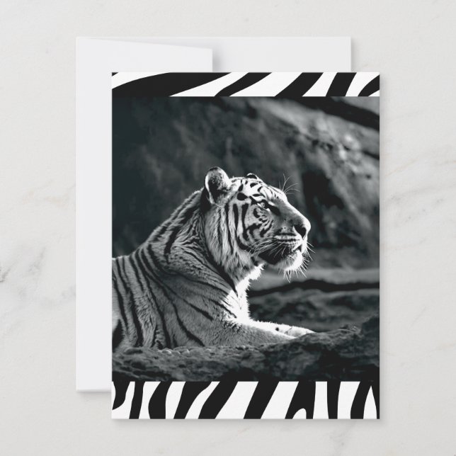 Cartes Pour Fêtes Annuelles Tigre noir et blanc (Devant)
