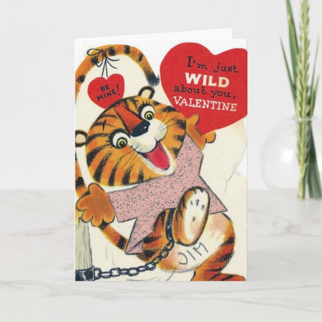Cartes Pour Fêtes Annuelles Tigre Vintage de Valentine (Devant)
