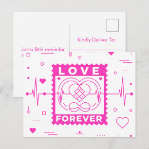 Cartes Pour Fêtes Annuelles Timbre de la Saint-Valentin Neon Rose Amour Éterne