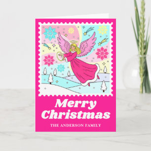 Cartes Pour Fêtes Annuelles Timbre de Noël en Ange Rose Chaud