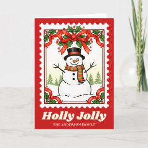 Cartes Pour Fêtes Annuelles Timbre de Noël Holly Jolly Snowman