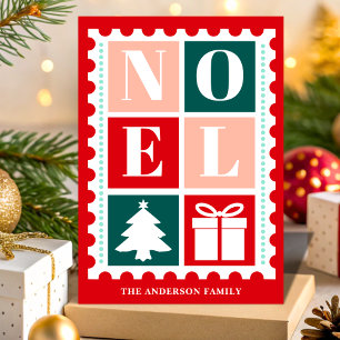 Cartes Pour Fêtes Annuelles Timbre de Noël Rétro