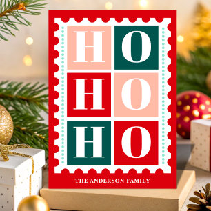 Cartes Pour Fêtes Annuelles Timbre de Noël rétro Ho Ho Ho