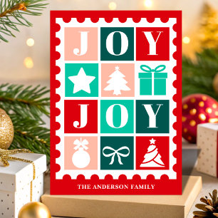 Cartes Pour Fêtes Annuelles Timbre de Noël Retro Joy