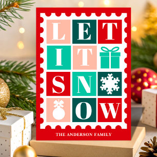 Cartes Pour Fêtes Annuelles Timbre de Noël Rétro Laissez Tomber la Neige
