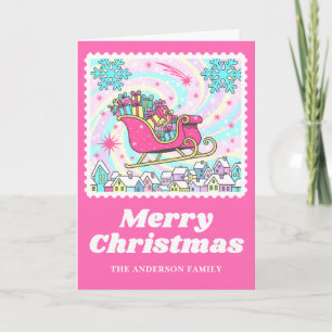 Cartes Pour Fêtes Annuelles Timbre de Noël rose vif