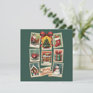 Cartes Pour Fêtes Annuelles Timbre de Noël Timbre-poste de vacances Rétro Père