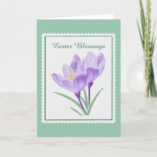 Cartes Pour Fêtes Annuelles Timbre de Pâques au crocus botanique aquarelle