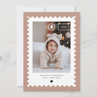 Cartes Pour Fêtes Annuelles Timbre en terre cuite pour le premier Noël de bébé
