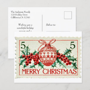 Cartes Pour Fêtes Annuelles Timbre Postage de Noël vintage
