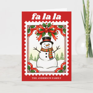 Cartes Pour Fêtes Annuelles Timbre-poste de Noël Bonhomme de neige Fa La La Ré